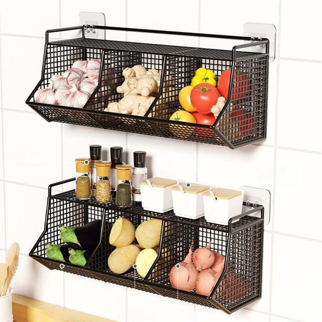 Optional Hanging Storage Basket Kitchen Fruit Vegetable Plates Dishes Tray Grocery Holder Kitchen Shelf Easy to Install