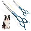 6,5-tums Meideng-handtag, Halvblå Fiskbensböjda Tandade Saxar, Böjda Saxar, Saxar för Husdjursklippning, Tunna Saxar, Böjda Tänder.