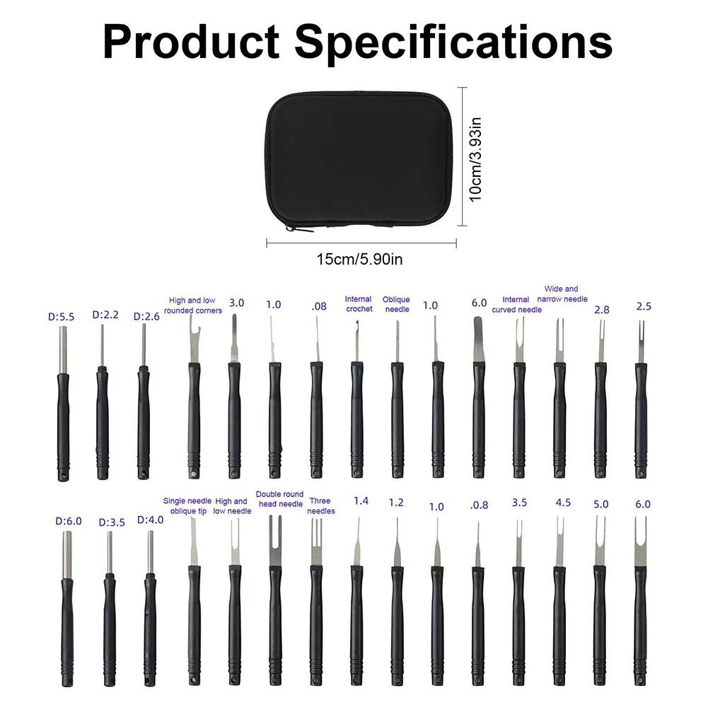 30PS Car Cable Plug Removal Tool Pin Extractor Repair Remover Key Tools with Box