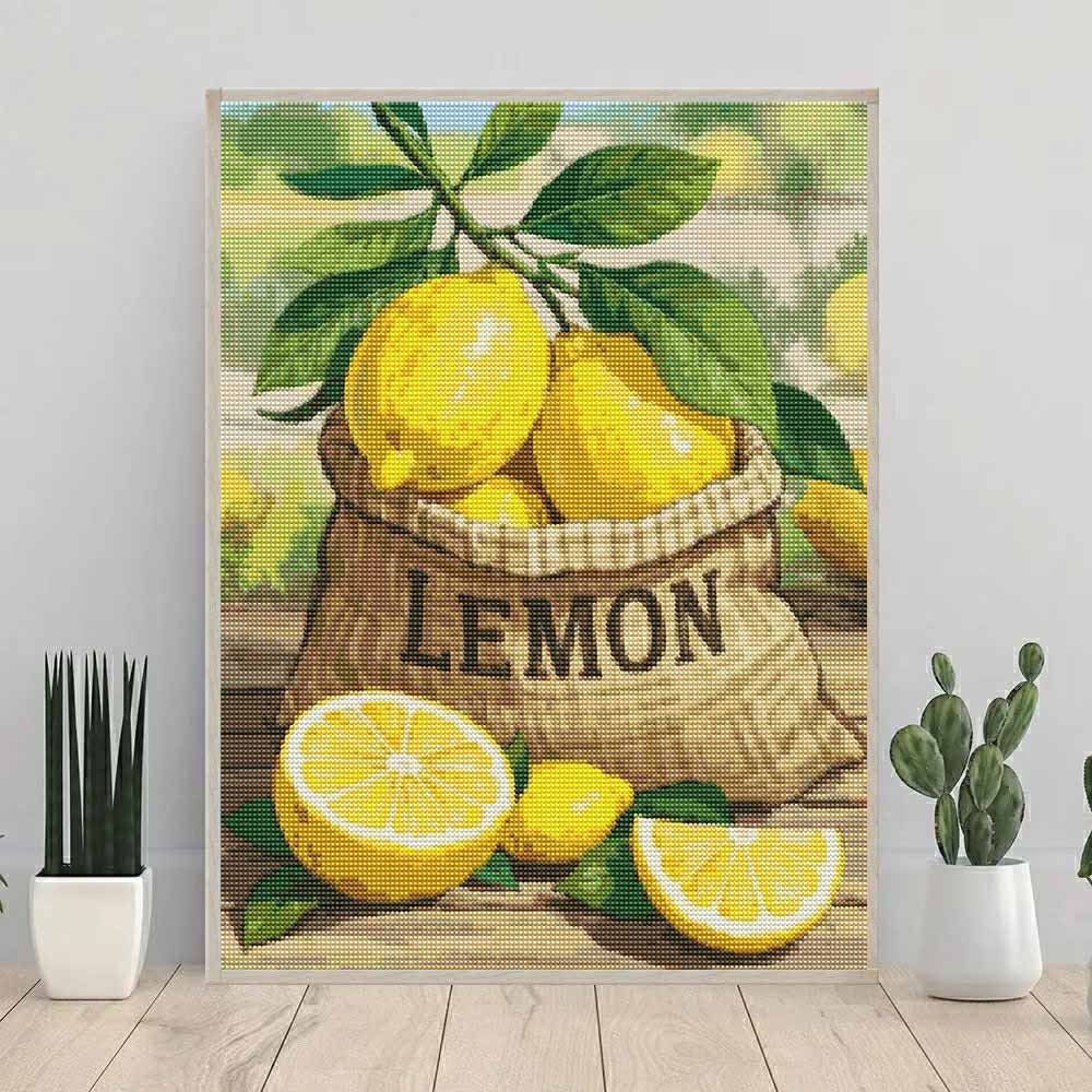 Diamond Painting Kits for Adults Lemon Full Round Drill 5D Art Craft Wall Decor for Bedroom Living Room Home Decoration