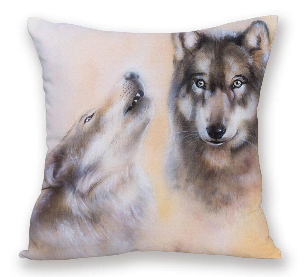 Eagle Wolf Animals Woman Portrait Painting Home Cushion Cover Xcm Decorative Pillows For Sofa
