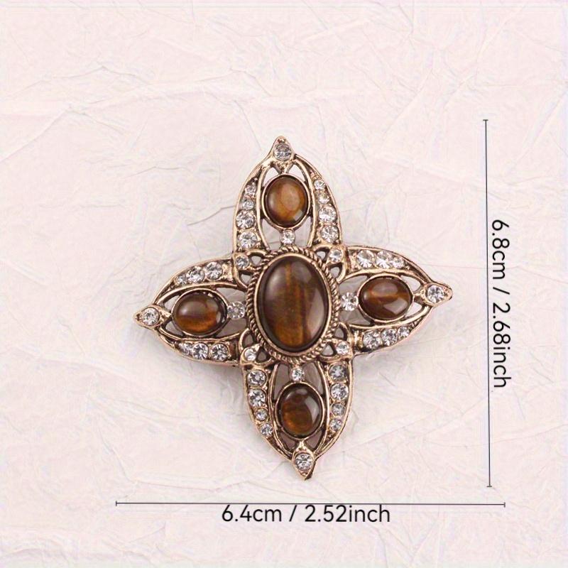 Retro Out Cross Rhinestone Brooch - Elegant Baroque Geometric Style, Women's Fashion Jewelry, for Formal Occasions, Ideal Gift