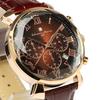 Salvatore Marra Brown Ice Black Collection Watch with Glass and Leather Model Men's Multi-Faceted Strap, SM19104-PGBRBR