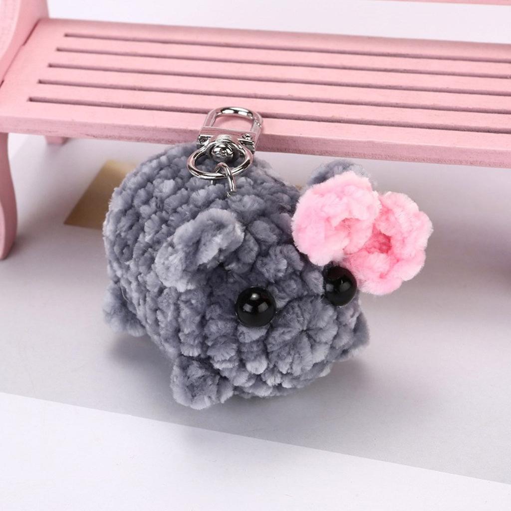 Lovely Squeaky Hamster Keychain with Violin Sound Sturdy Handknittes Plush Toy Charm for Bag and Car Decoration