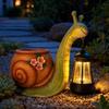 Solar Powered Snail Shaped Planter with Hanging Lantern Outdoor Garden Decoration Durable Resin Material Suitable for Patio Lawn Yard