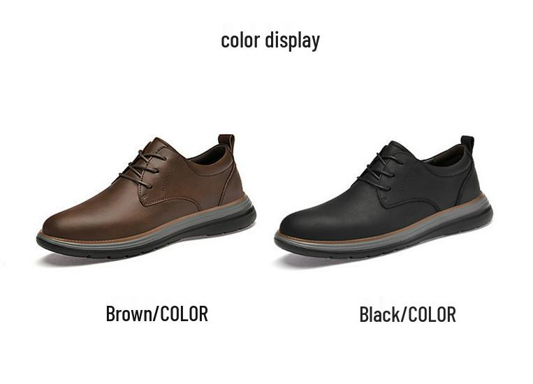 Men's Genuine Leather Breathable Casual Shoes - Versatile Retro Design, Soft Sole, Large Size, Fashionable and Comfortable.