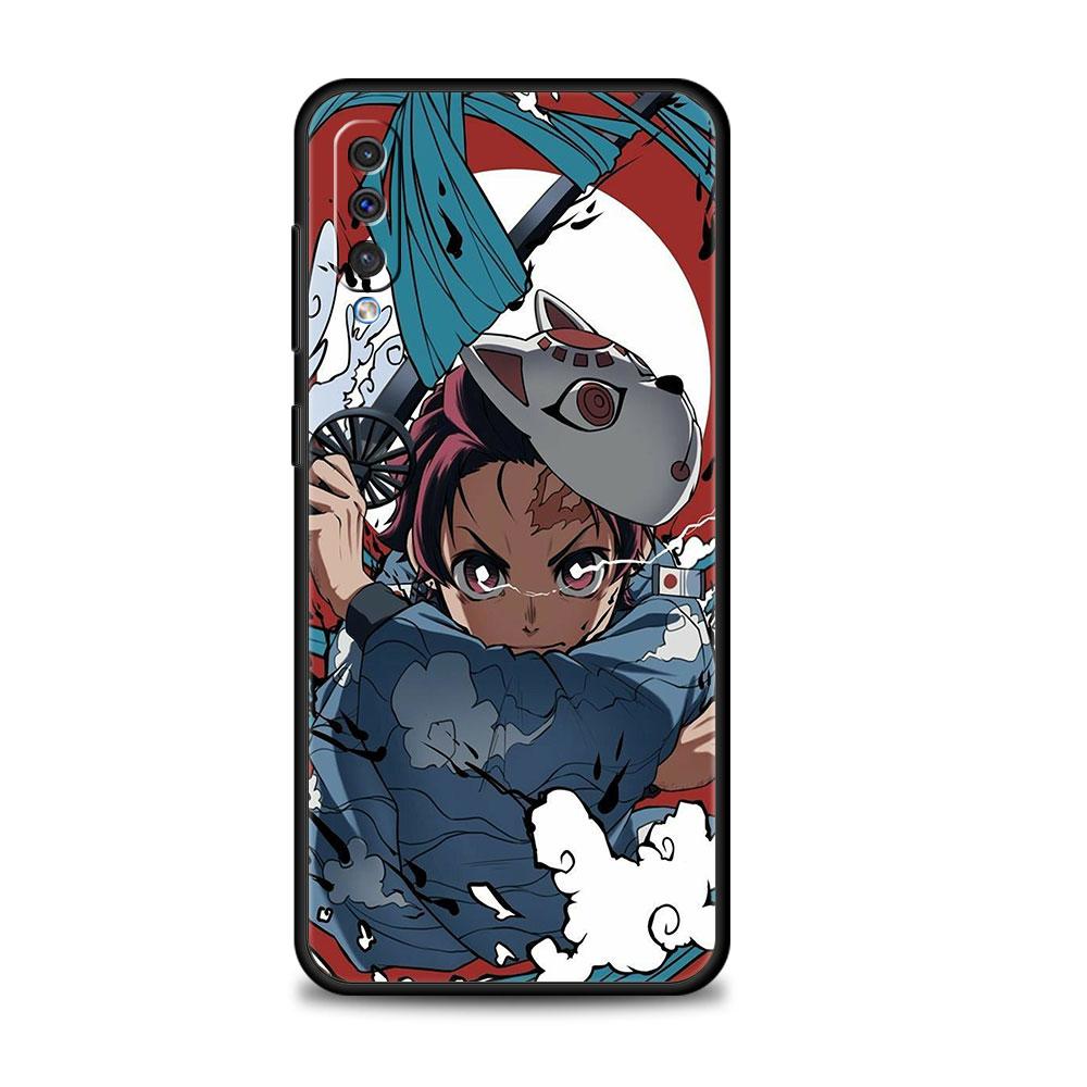 Demon Slayer Kimetsu No Yaiba Coque dla Samsung Galaxy A10s A40 A30 A20e A70 A10 Note 20 Ultra 10 A20s A50 Czarny Telefon komórkowy