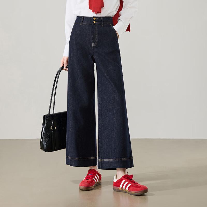 

ESE-Y Women s Fade-Resistant Cropped Wide-Leg Denim Jeans 28