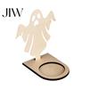 Halloween Theme Light Wooden Candle Holder Ornaments, Decorative Cat/Pumpkin/ Ghost/Skull Projection Shadow Projector Stand, Creative Tabletop
