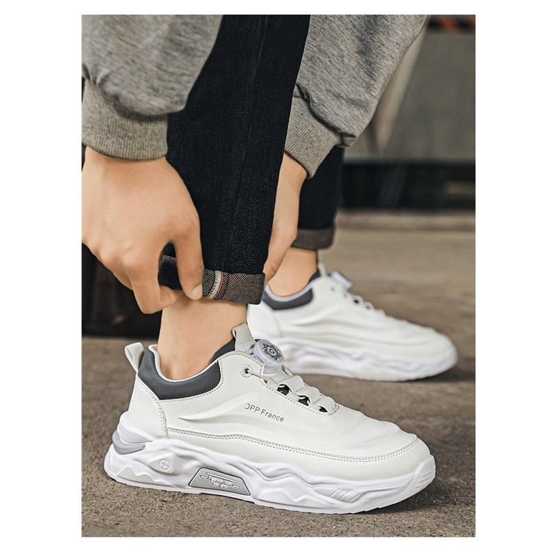 Men's Shoes All-match Men's Rotating Button Sports And Leisure Increased Leather Shoes