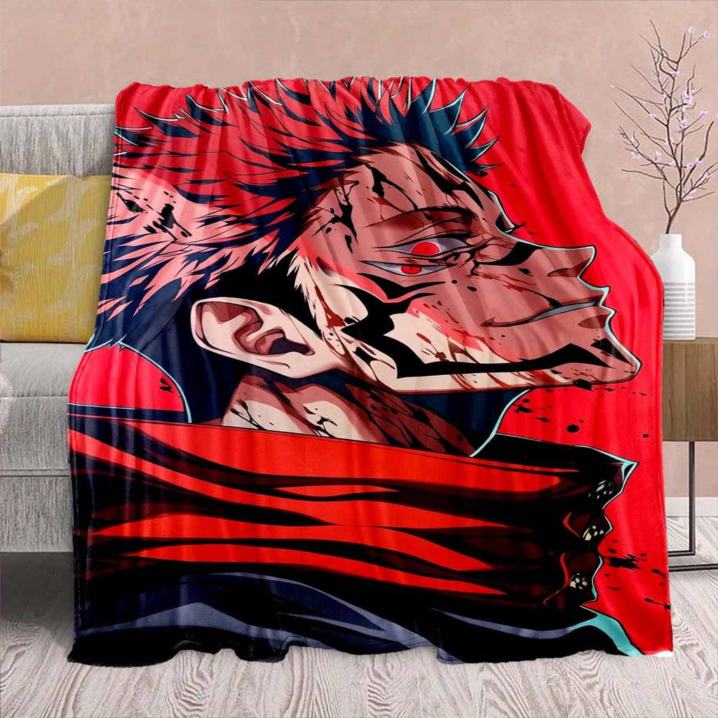 Jujutsu Kaisen Anime Flanelldecke - Weich Warm Perfekt für Sofa, Bettwäsche Camping Reise Büro Heimdekoration -QJY