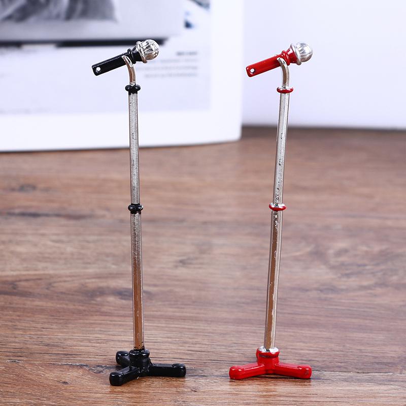 1:12 Dollhouse Miniature Microphone Model W/Stand Musical Instrument Furniture Decor Toy