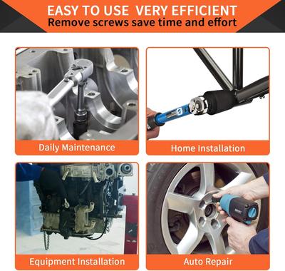 1/2" Drive Deep Impact Socket Set Drive Metric Wrench Black Socket Deep Impact Socket Pneumatic Wrench Head Tire Removal Tools