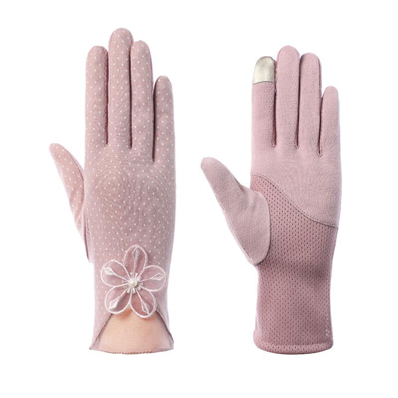 Women's Sunscreen Gloves New Spring and Summer Driving Korean Version of Lace Bow Riding Anti Slip Thin Touch Screen Gloves