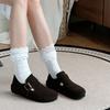Autumn and Winter Velvet Thickened Winter Warm Cotton Shoes, New Bofur Integrated Leather All-inclusive Boken Single Shoes Women