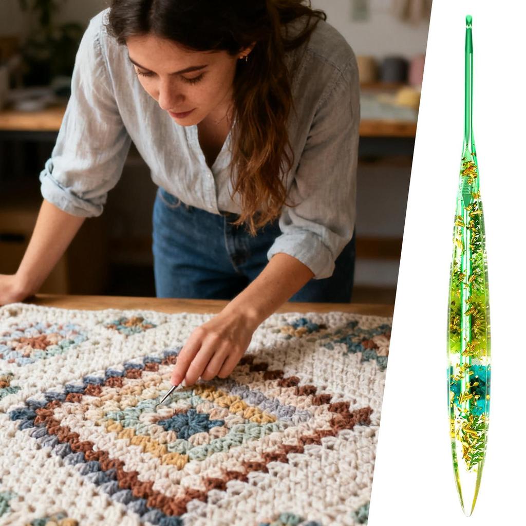 Crochet Hooks Ergonomic Crochet Needle With Floral Resin Grips Non-slip Knitting Tool Craft Supplies For Beginners Women Adults