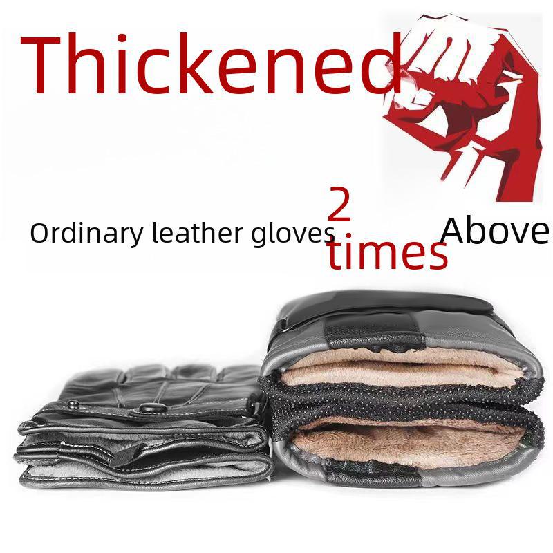 Zimní kožené rukavice pro muže a ženy – teplé, zesílené, jezdecké rukavice pro motocykly a elektromobily se sametovou podšívkou