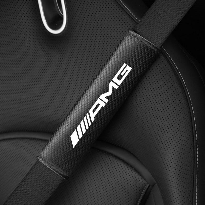 2Pcs Carbon Fiber Seat Belt Shoulder Cover Protection Pads For Mercedes Benz AMG W204 W205 W203 W211 W212 W213 W201 W210 W124