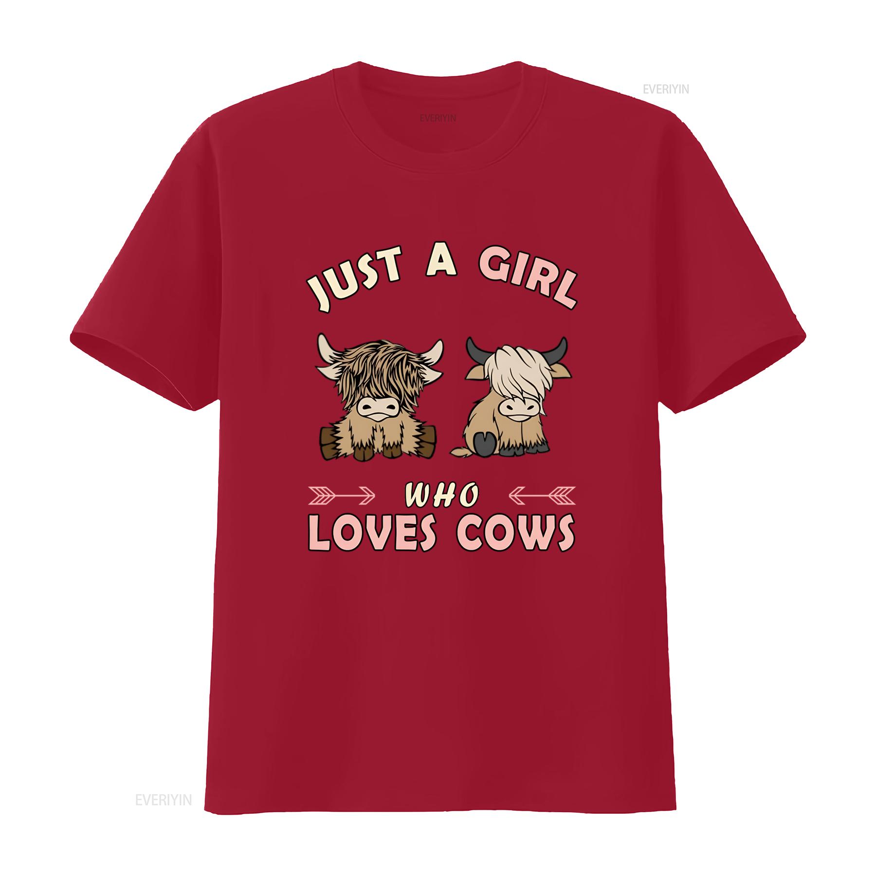 

Just Girl Who Loves Cows Fashion T Shirt Women Soft Stretchy Summer Top Unique Print Design Cute Trendy Daily Wear Cow Lover S