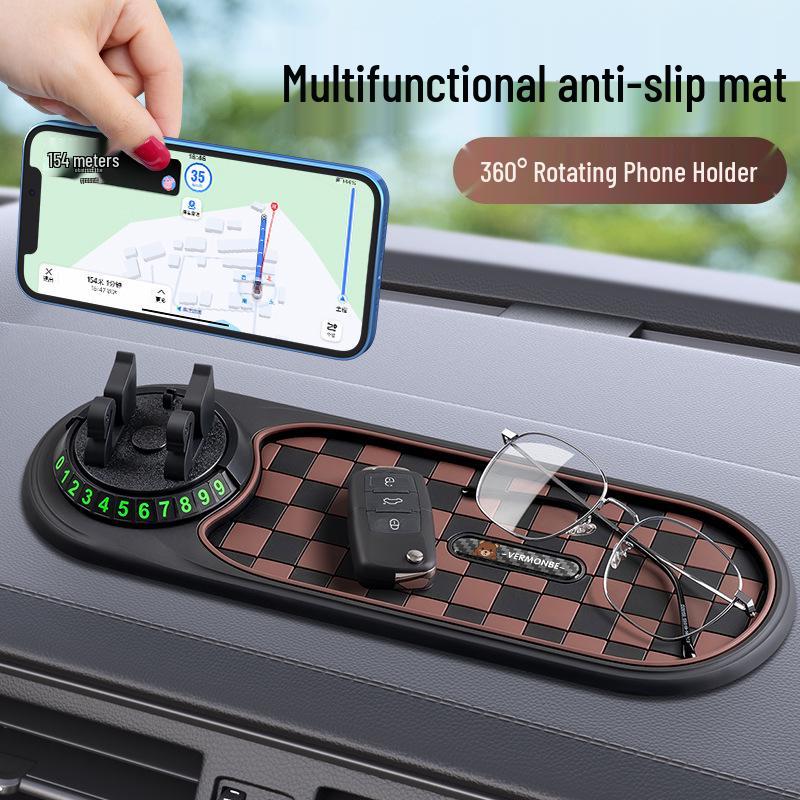 Multifunctional Non-Slip Dashboard Pad with Phone Holder and Temporary Parking Number Plate