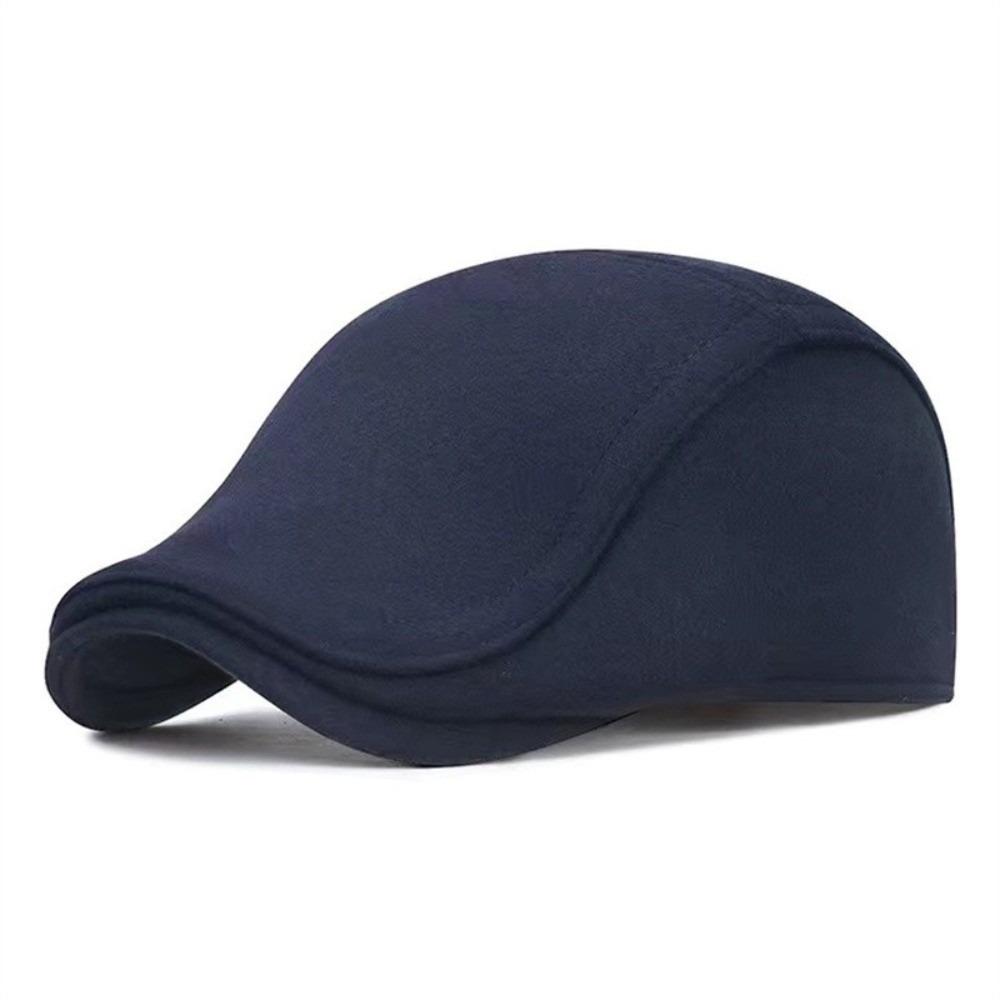 New Solid Color Men Berets with Earmuff Soft Newspaper Hat Woolen Fabric Casual Beanie Autumn and Winter