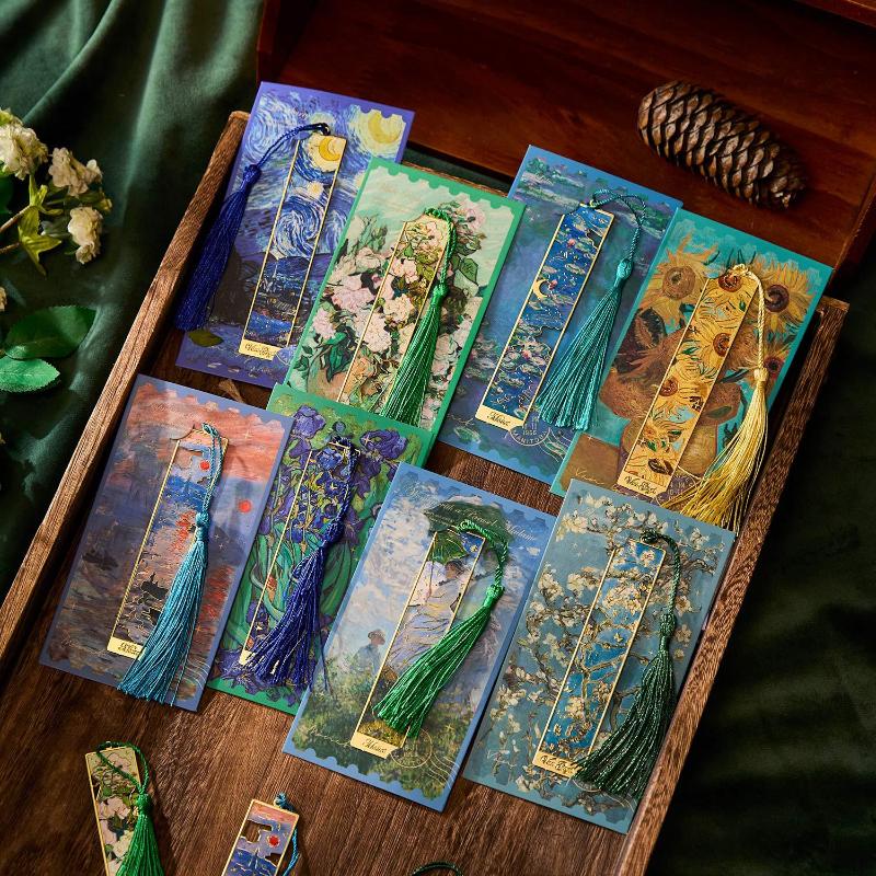 1pc Creative Oil Painting Metal Bookmark Tassel Pendant Ruler Pagination Mark Student Gift Reading Book Clip School Supplies