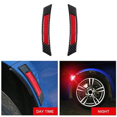 Car Carbon Fiber Wheel Arch Reflective Stickers Bumper Scratch Cover Fluorescent Night Decoration Protective Trim Pair
