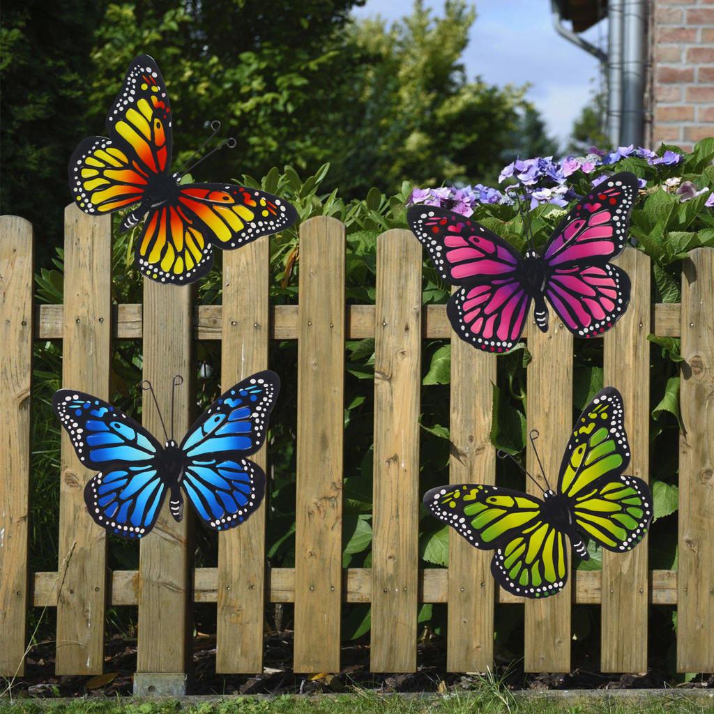 Striped Butterfly Fine Metal Wall Decoration Toy For Garden Home Gift Decor