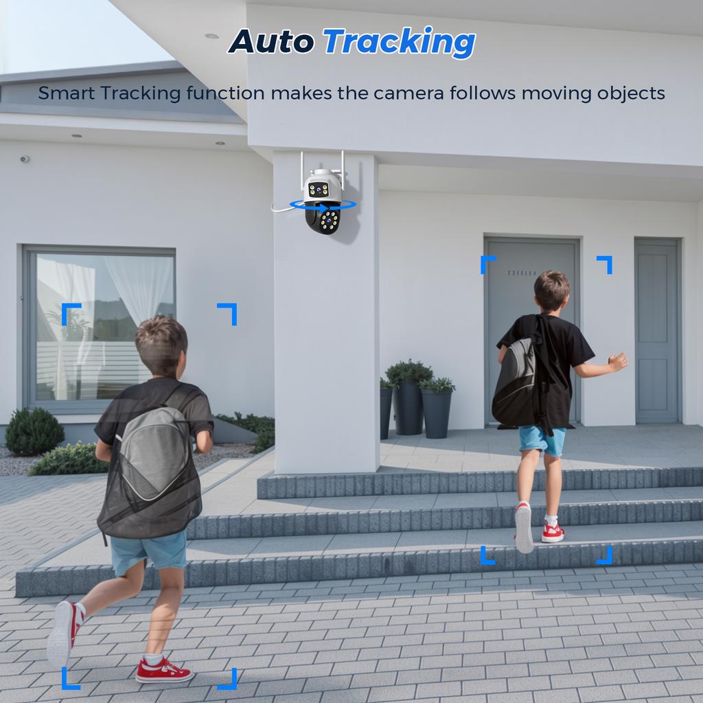 Cámara IP PTZ WiFi 8MP/10MP 5Ghz Lente Dual Intercomunicación en tiempo real Detección Humana Alerta Inteligente Cámaras de Seguridad 4K para Exterior