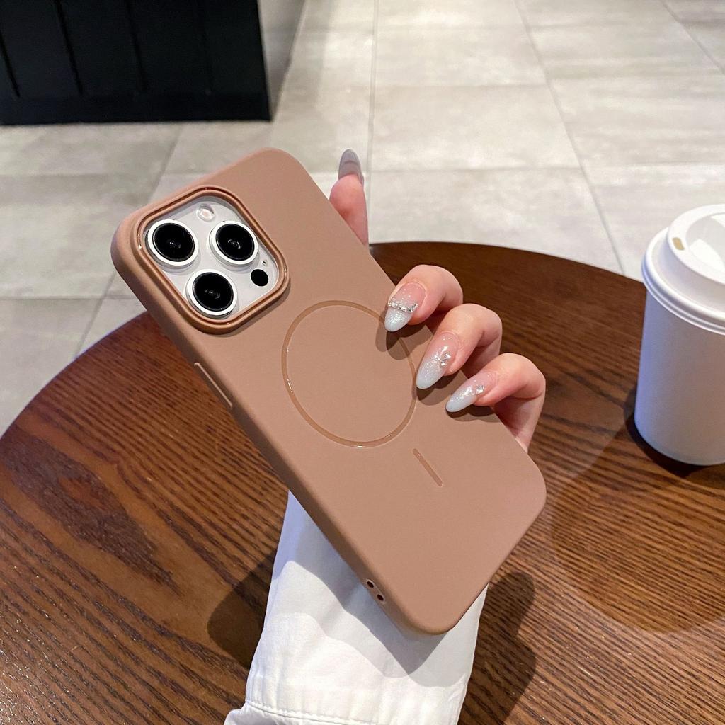 Frosted skin case 16E is suitable for Apple 16promax mobile phone case 15pro fine ring magnetic suction tpu protective case.