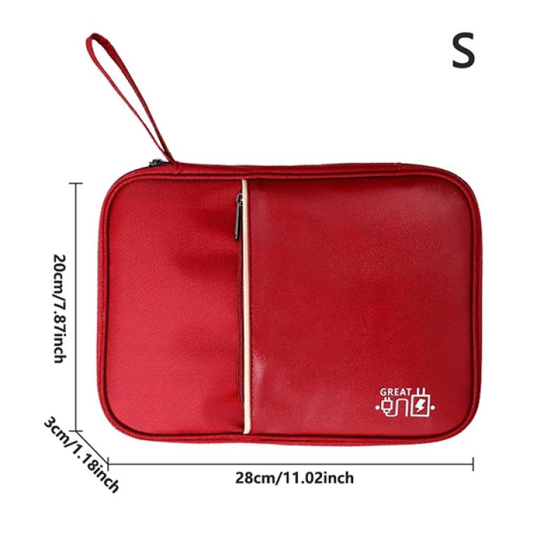 

Портативний кабель для передачі даних Сумка для зберігання Цифровий USB-зарядний пристрій Дріт для навушників Power Bank Органайзер Коробка Дорожній набір Чохол для зберігання Чохол S Red