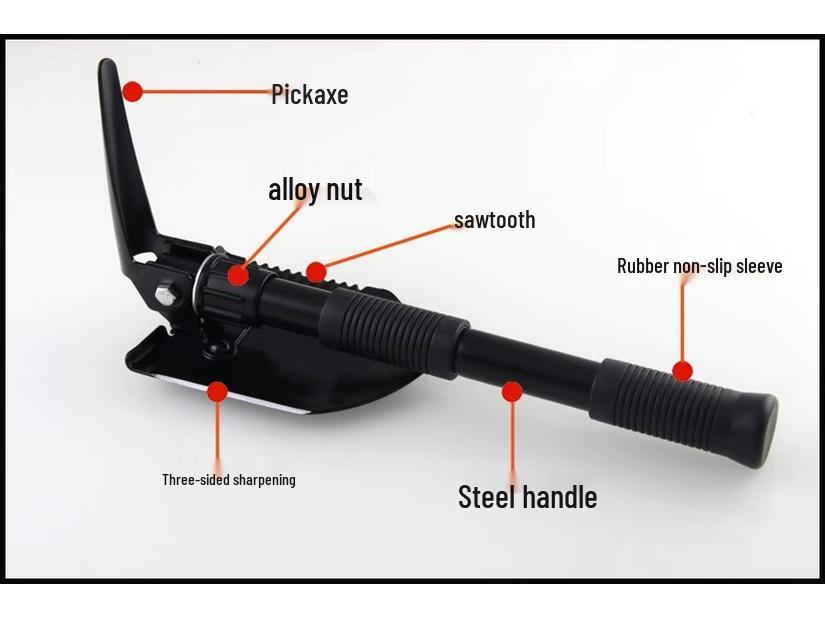 Military Survival Gear: Multi-functional Folding Manganese Steel Engineer's Shovel for Camping