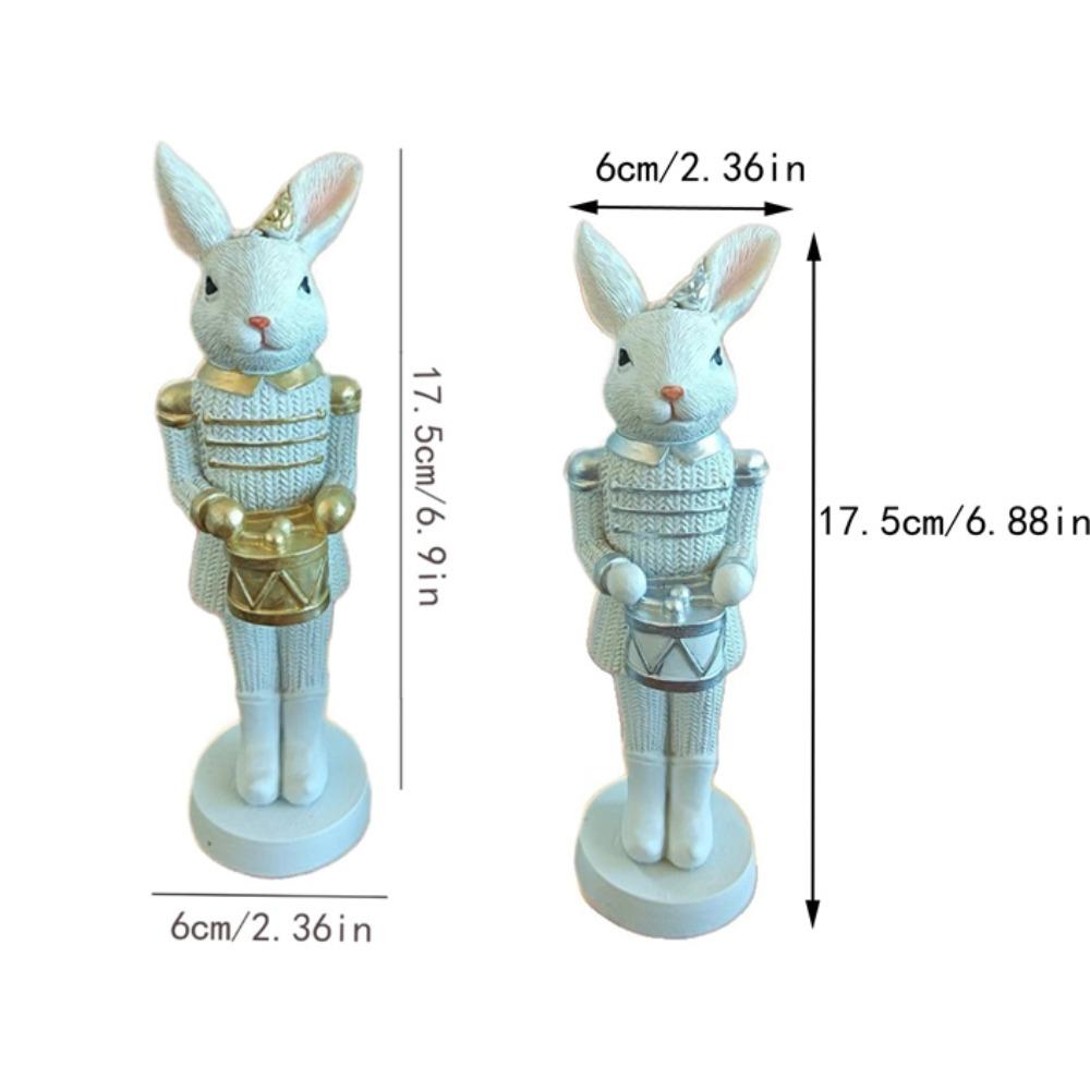 Soldier Style Nut Cracker Rabbit Resin Material Bunny Sculpture Bunny Figurines  Bookshelves Decor