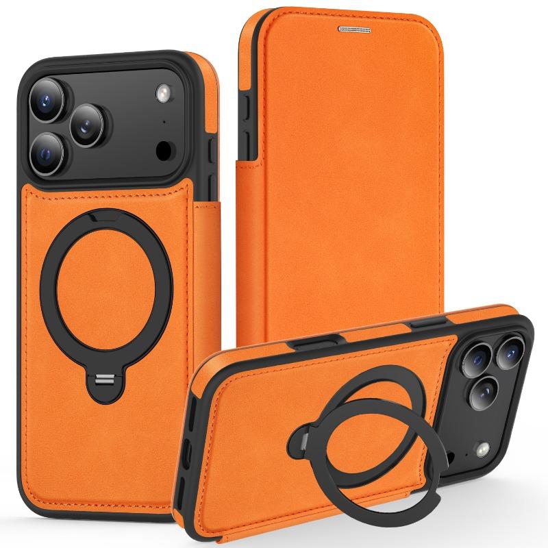 Wireless Charging Flip Case For iPhone 17Air 17 Promax 16 Plus 15 Pro Max 14 Pro 13 12 Leather Case Cards Slots Kickstand Cover
