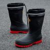 Fashion Men's Water Shoes Winter Wear Non-slip Work Rain Boots New Warm Bundle Middle Tube Rain Shoes Men