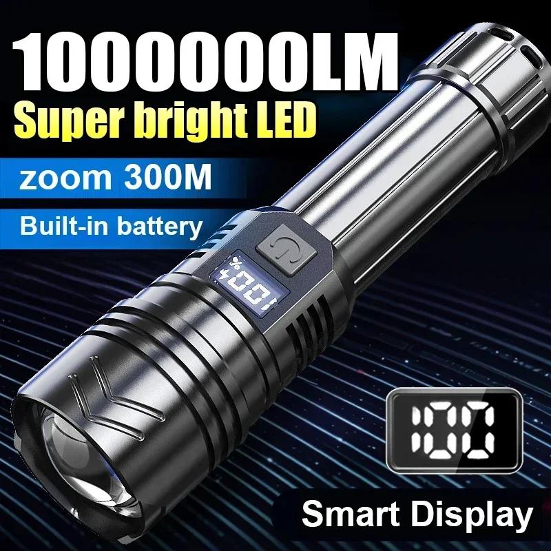 High Power LED Flashlight Type-C Rechargeable Torch 3 Modes Zoom Light Outdoor Waterproof Lantern for Emergencies Camping Hiking