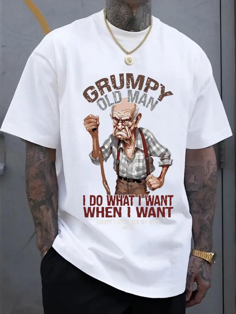 Angry Old Unisex Fun And Humorous Printed Short Sleeve Retro Humorous Unisex Tshirt