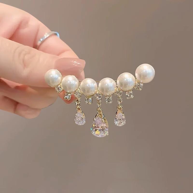 Matte Gold Pearl Wheat Ear Corsage Brooch for Women - High-End Versatile Pin with Anti-Exposure Design