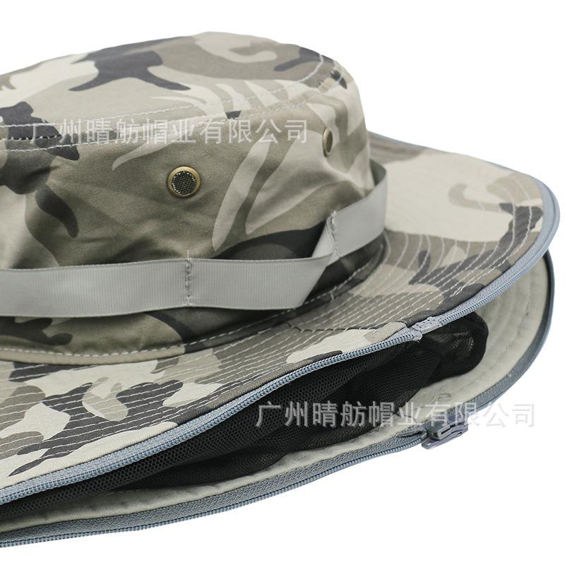 Original new design fishing cap mosquito-proof cap beekeeper work hat dual-purpose eaves camouflage sunscreen cap