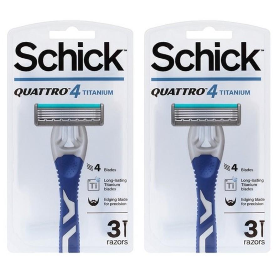 Портативная бритва Schick Quatro 4 Titanium, 3 упаковки, 4 штуки, корейское лезвие 2Packs (6razors)