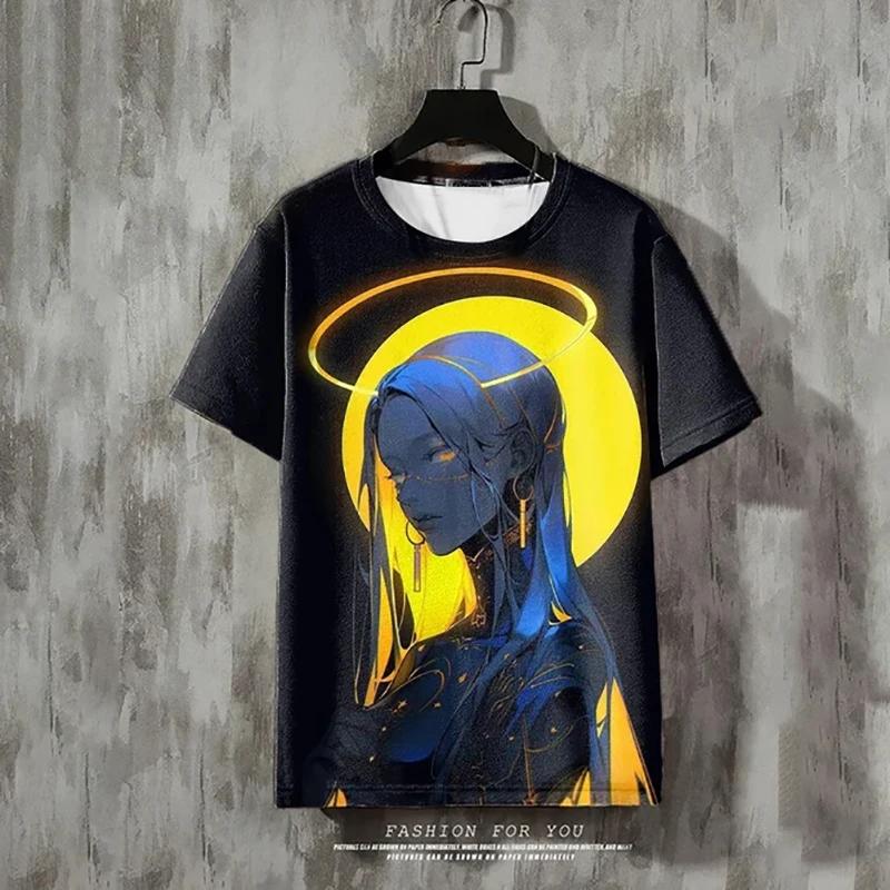 Sommer Herren T-Shirt Casual O-Ausschnitt Kurzarm Lustige Cartoon Print T-Shirts Mode Streetwear Männliche Pullover Übergroße Kleidung