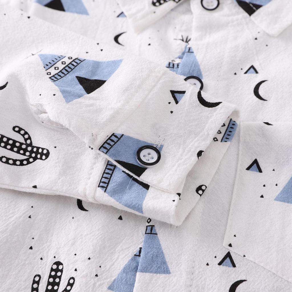 Boys' Cactus Print Long Sleeve Top & Casual Jeans Two-Piece Set