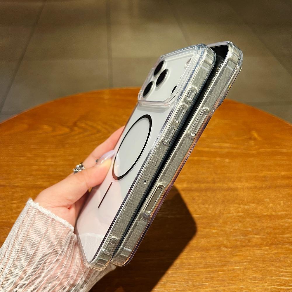 Luxury Slender Circle Magnetic Case for iPhone 17 Air 16 15 14 Plus 13 12 11 Pro X Xs Max Case for Magsafe Wireless Charge Cover