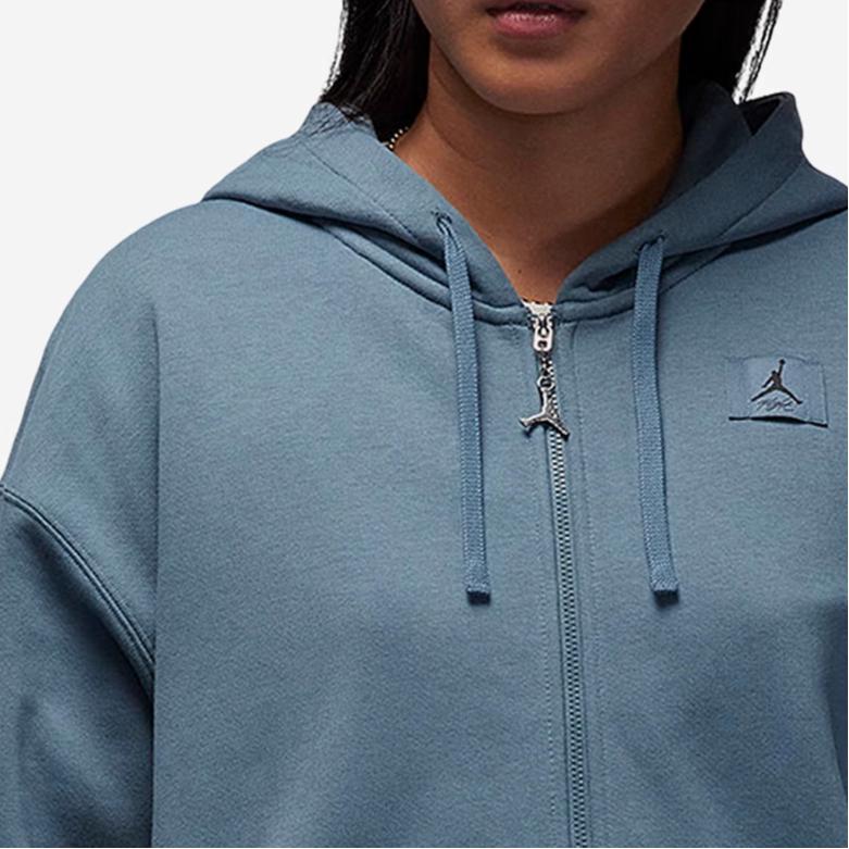 Jordan Solid Color Logo Zip-Up Hoodie Women Tops Blue DZ3360-031