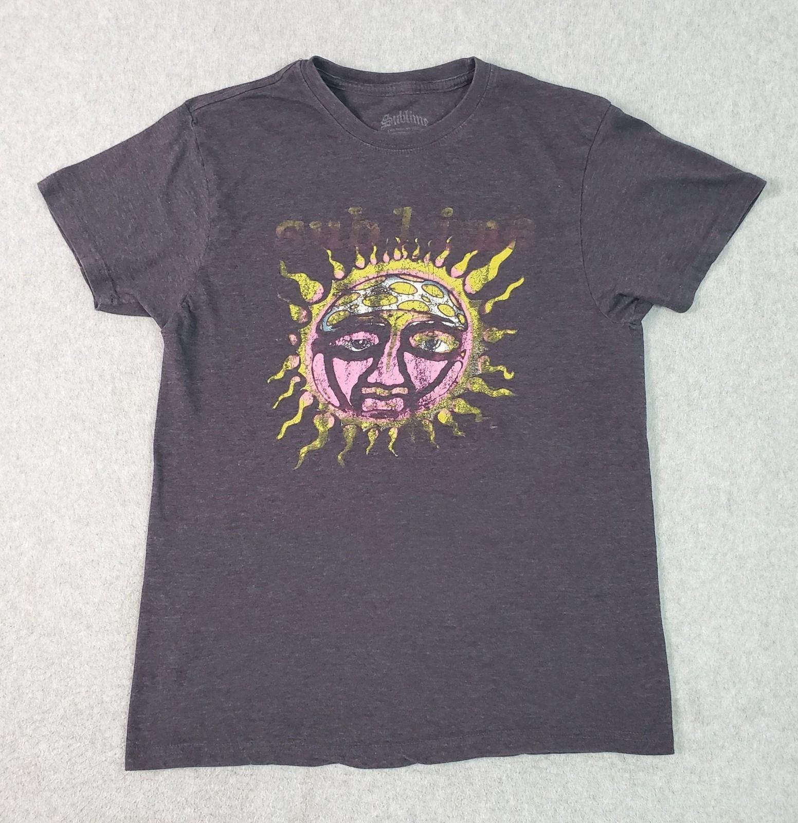 Sublime Shirt Mens Large Gray Sun Face Logo Graphic Tee Band Soft Cotton Blend Unisex T-Shirt S