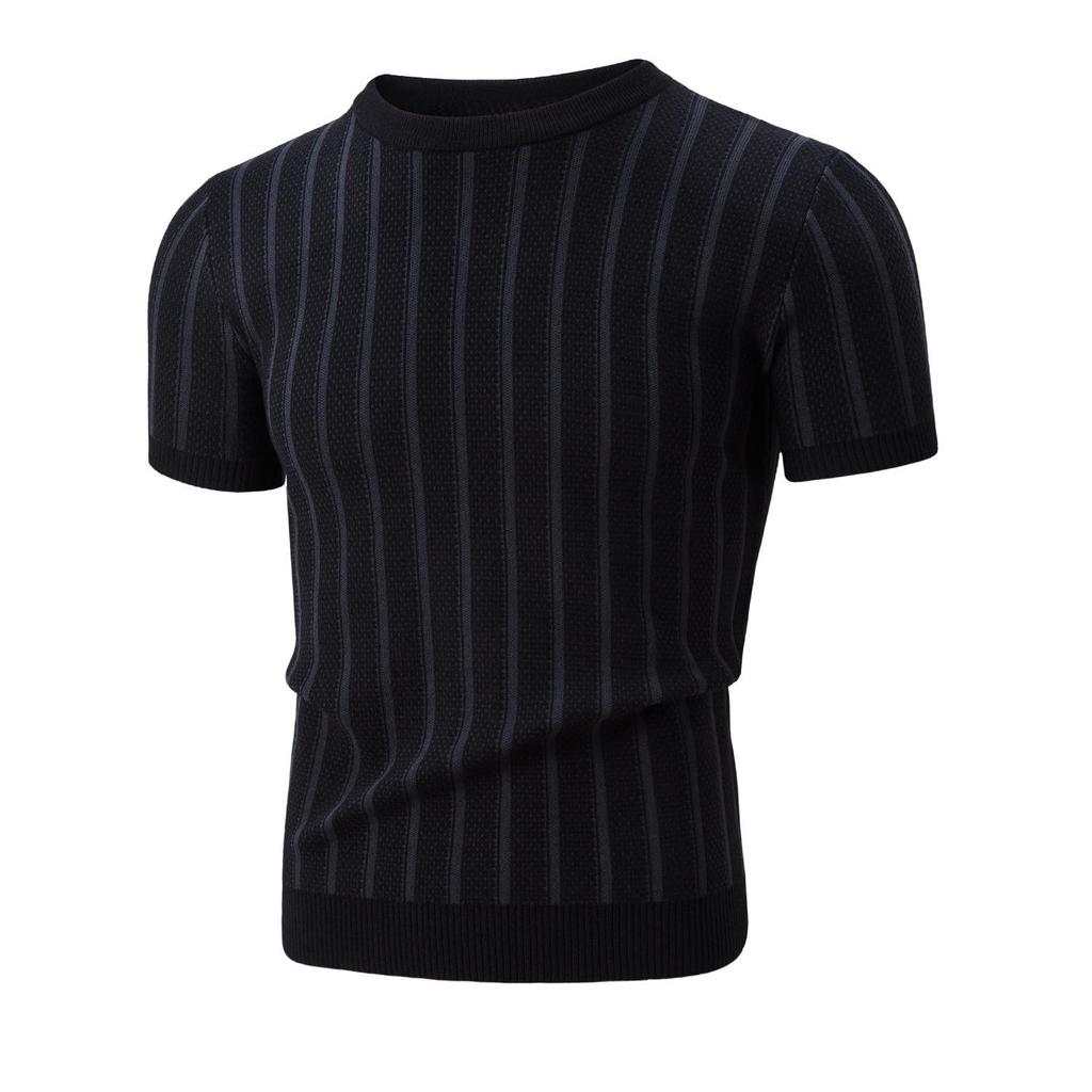 Men's High-End Thick Knit Short Sleeve Sweater - Slim Fit, Autumn/Winter Style Trendsetter