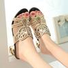 2024 New Women Sandals Summer Slippers Water Diamond Thick Heel Hollow-out One-line Fish Mouth Beach Sandals