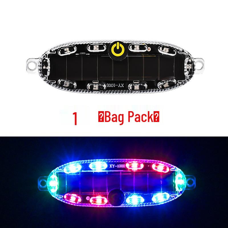Red & Blue Wireless Solar LED Strobe Light for Car/Motorcycle/Bicycle - Anti-Collision Safety Warning Light