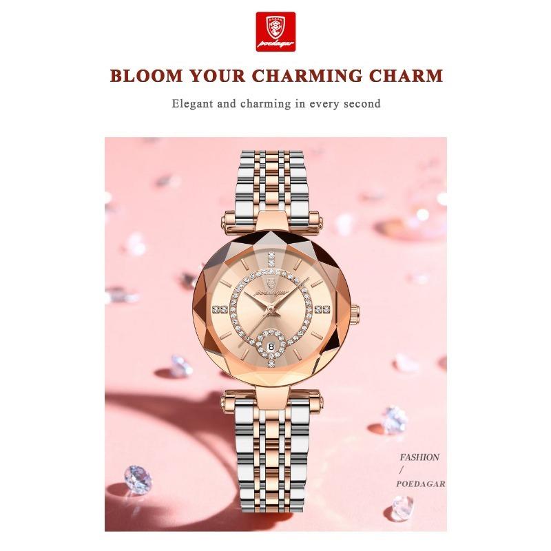 POEDAGAR Luxury Brand Women's Watches Waterproof Stainless Steel Date Ladies Wristwatch Fashion Elegant Quartz Watch Reloj