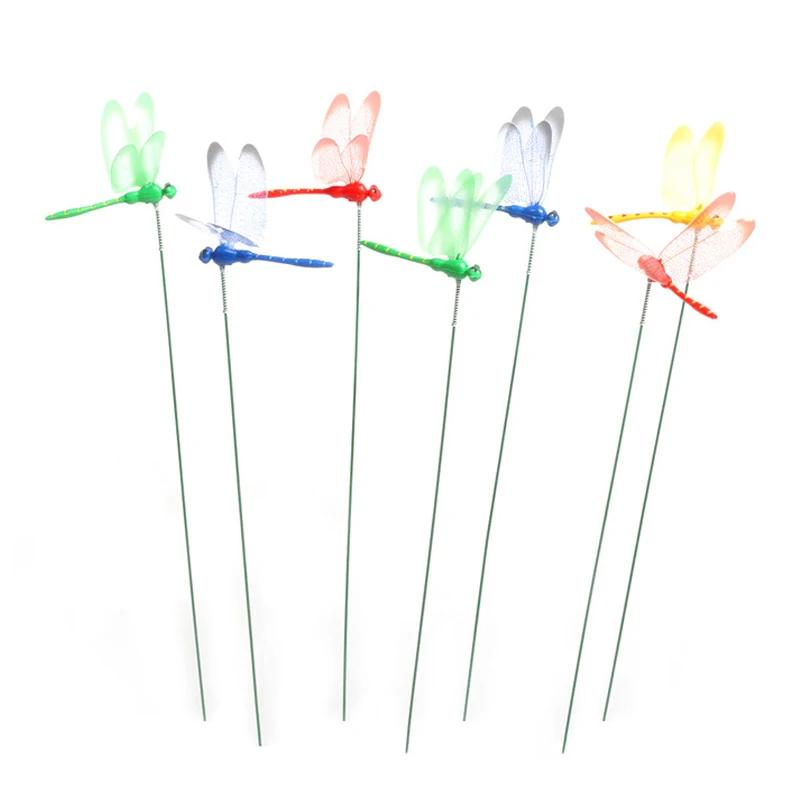 5/10pcs 3D Dragonfly Outdoor Decor Waterproof Vibrant Color Yard Ornament for Flower Arrangement Planter Patio Garden